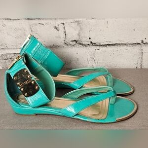 Bamboo Turquoise Ankle Strap Sandals